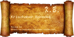 Kriszhaber Benedek névjegykártya